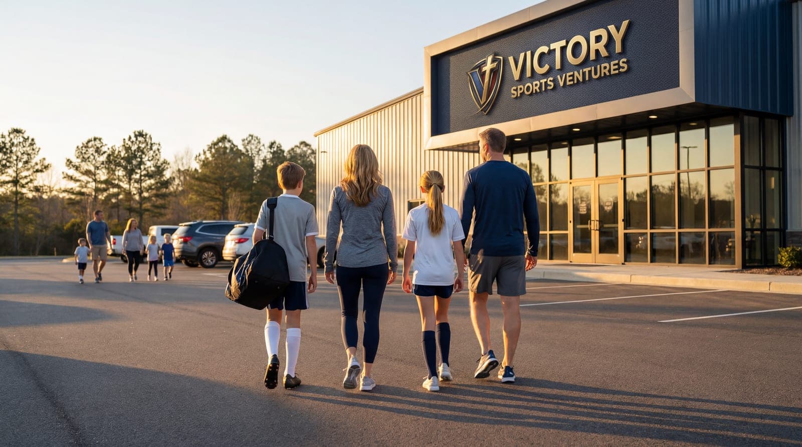 Concept illustration of a family arriving at the planned VSV sports destination